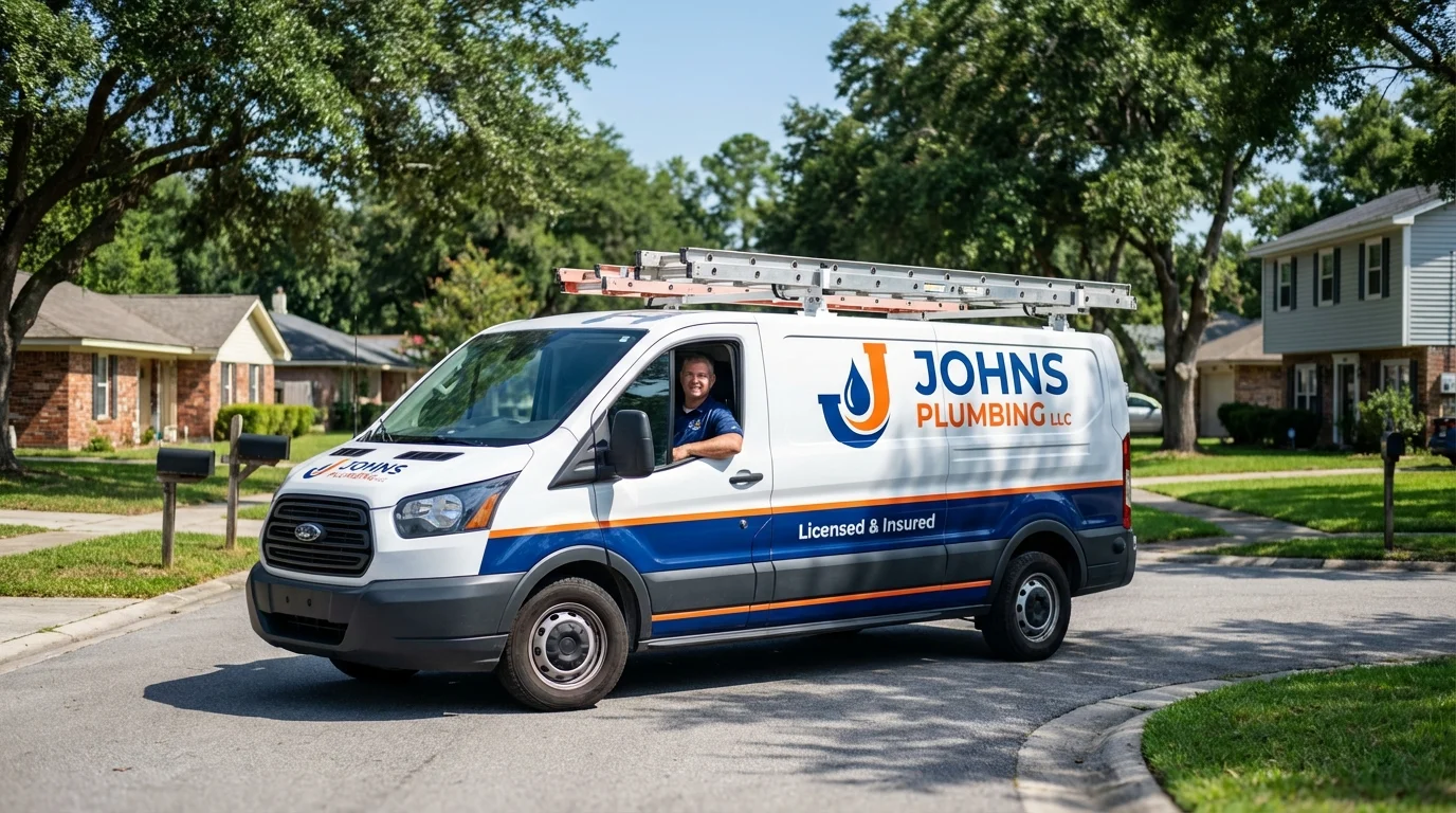 Johns Plumbing LLC service van in Weslaco, TX