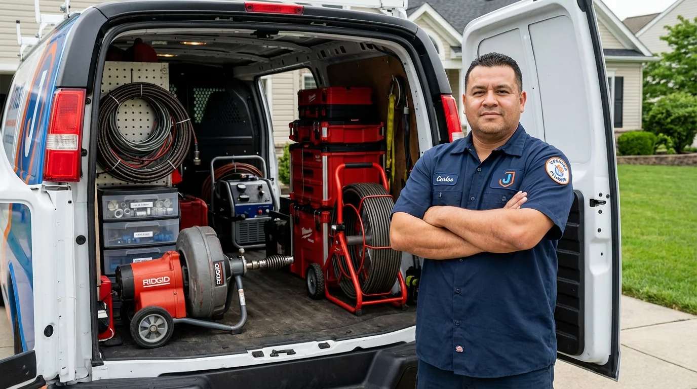 Professional drain cleaning equipment and Johns Plumbing LLC plumber in Weslaco