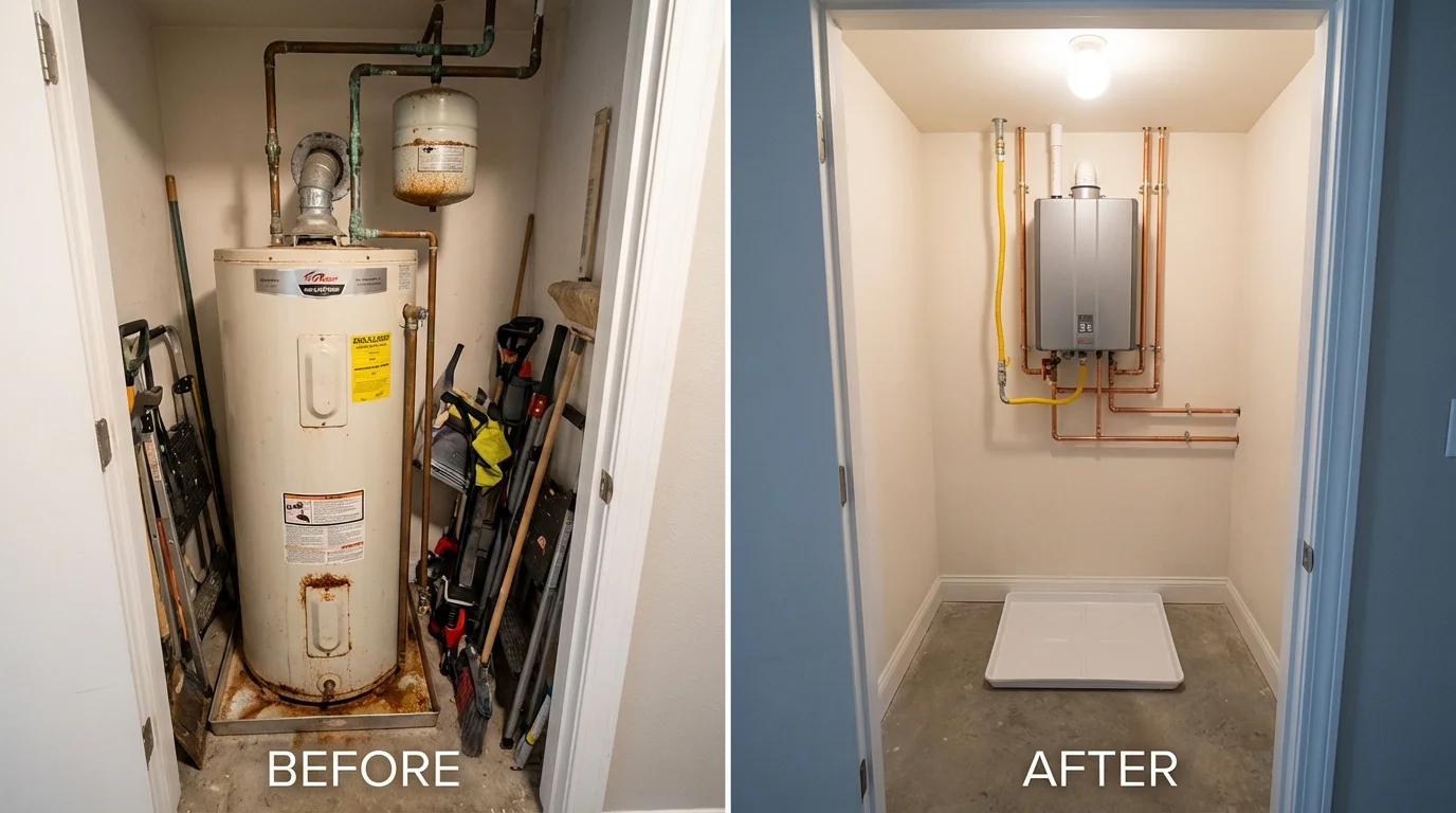 Tank water heater versus wall-mounted tankless unit comparison for Weslaco, TX homeowners