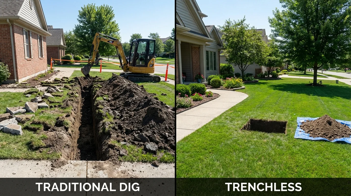 Trenchless sewer repair with minimal yard damage versus traditional excavation in Weslaco, TX